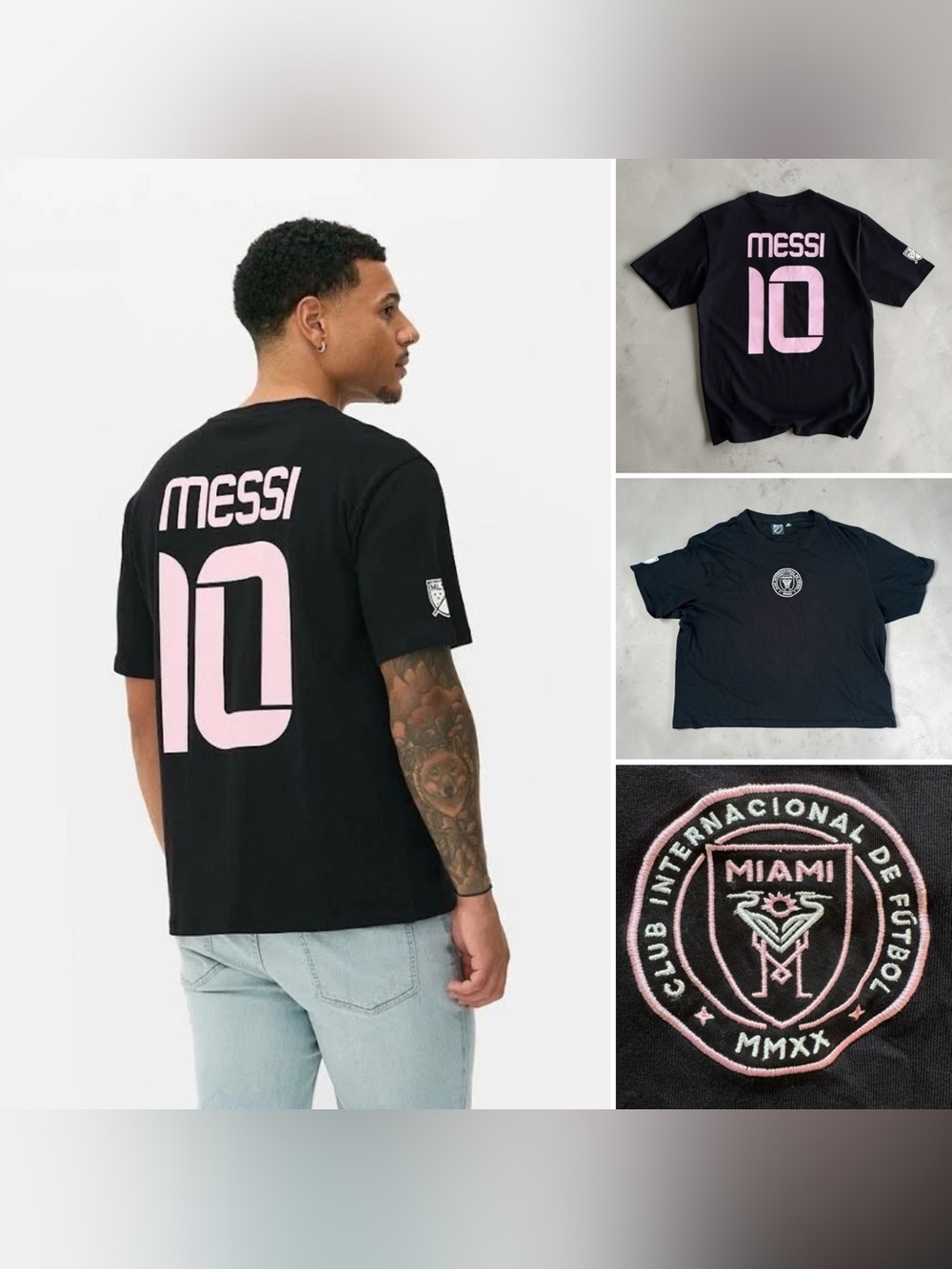 Club International De Futbol Miami Inter CF Logo Lionel Messi 10 Black Shirt 3XL